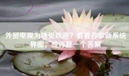 外贸电视为啥受欢迎？看看谷歌新系统界面，或许算一个答案