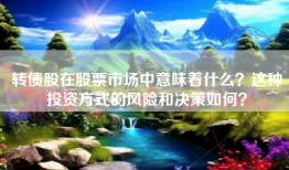 转债股在股票市场中意味着什么？这种投资方式的风险和决策如何？