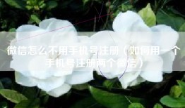 微信怎么不用手机号注册（如何用一个手机号注册两个微信）