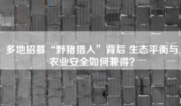 多地招募“野猪猎人”背后 生态平衡与农业安全如何兼得？