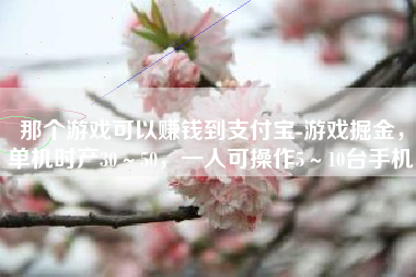 那个游戏可以赚钱到支付宝-游戏掘金，单机时产30～50，一人可操作5～10台手机